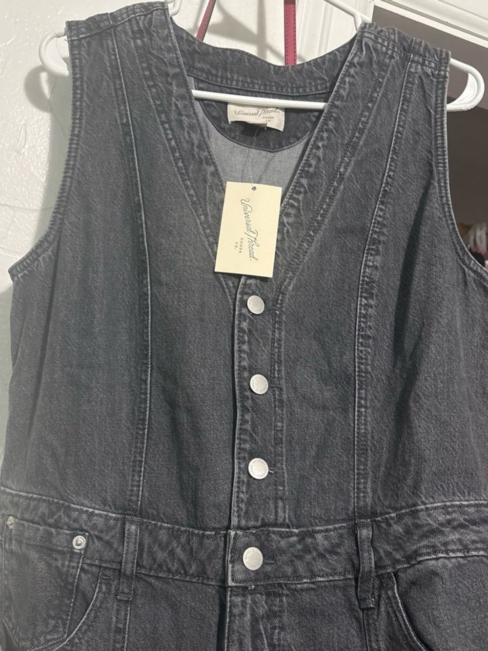 Universal Thread Washed Black Denim Jumpsuit - Picture 3 of 6